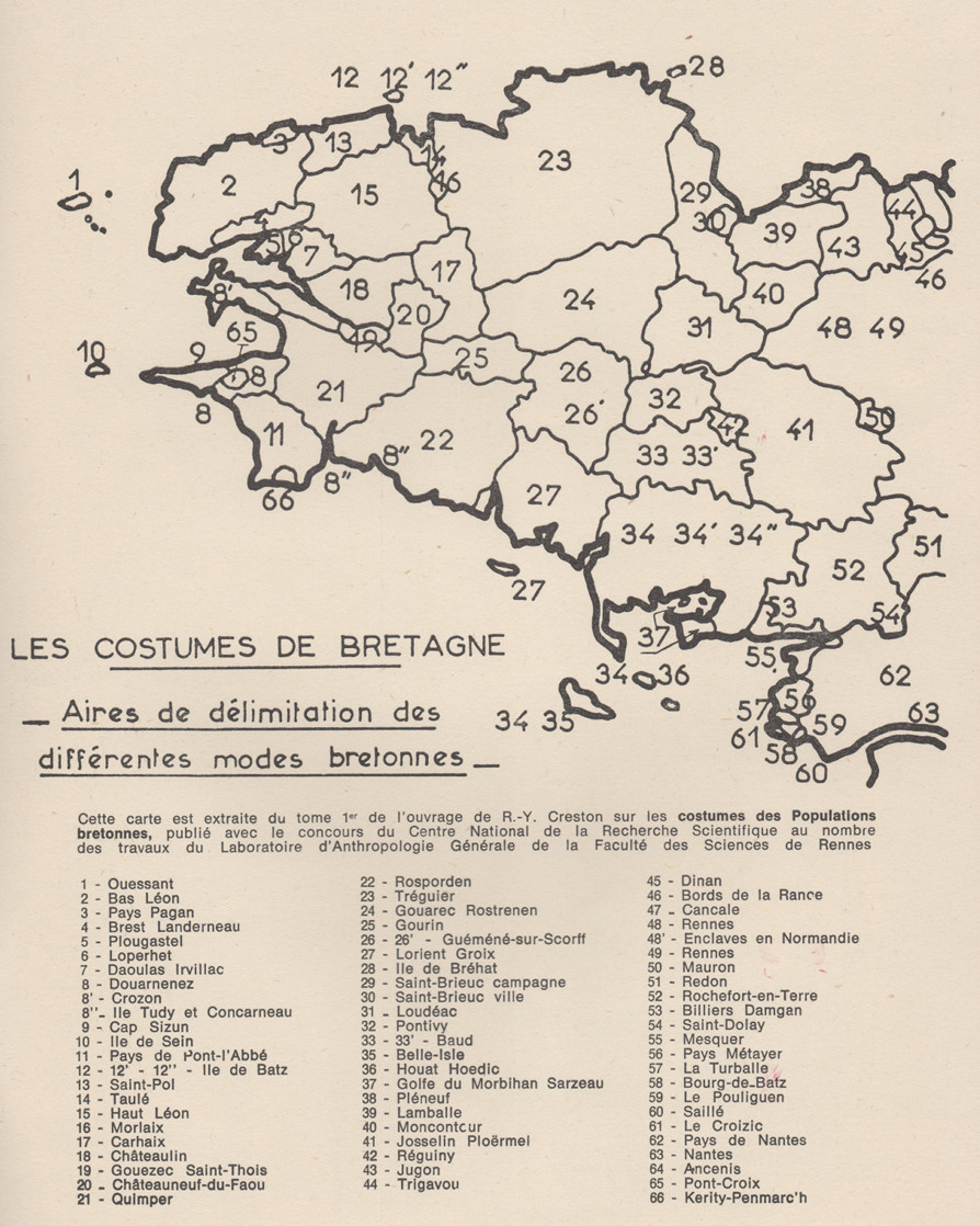 carte des costumes bretons